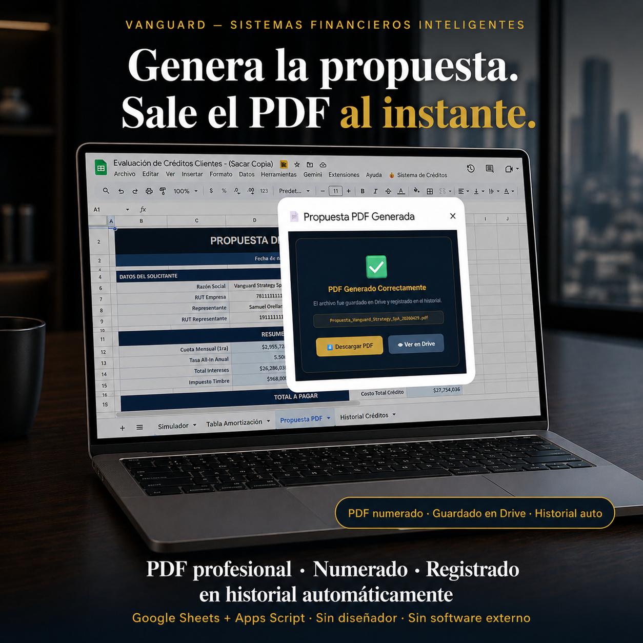 Sistema de Evaluación de Créditos PRO: Simulador Financiero con Propuesta PDF Automática y Dashboard de Portafolio Crediticio